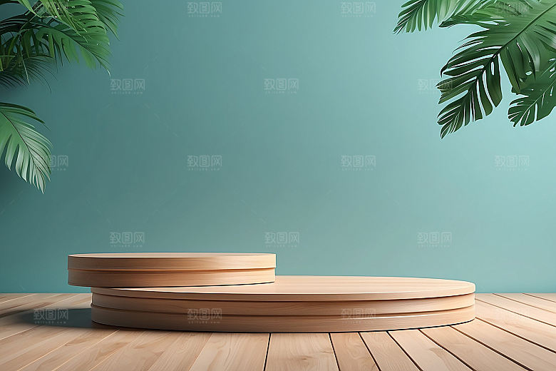 简约干净风3D立体电商产品展台背景