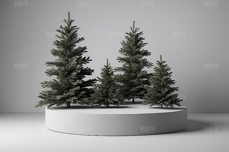 简约干净风3D立体电商产品展台背景