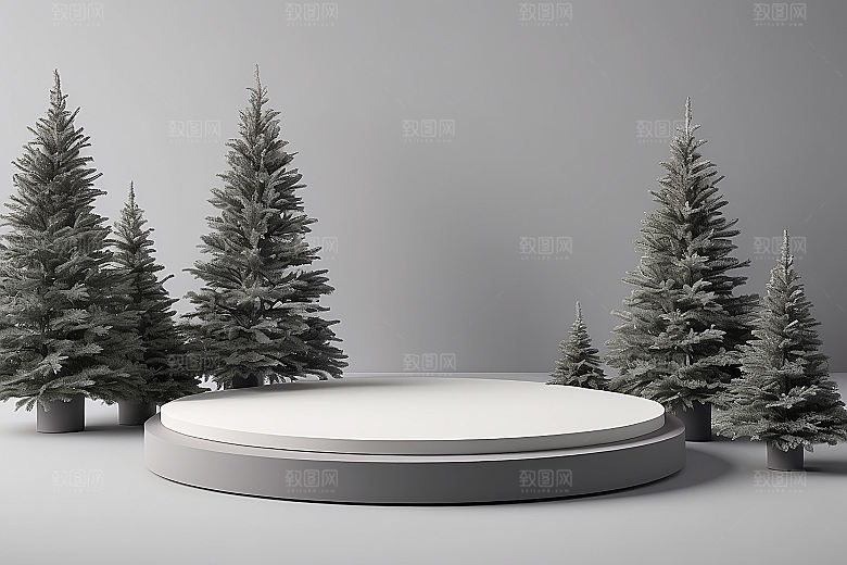 简约干净风3D立体电商产品展台背景