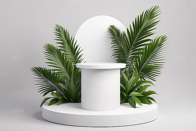 简约干净风3D立体电商产品展台背景