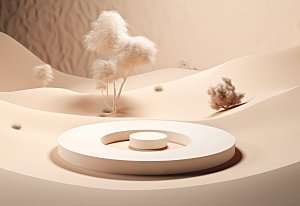 沙漠风3D立体电商产品展台背景