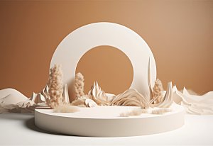 沙漠风3D立体电商产品展台背景