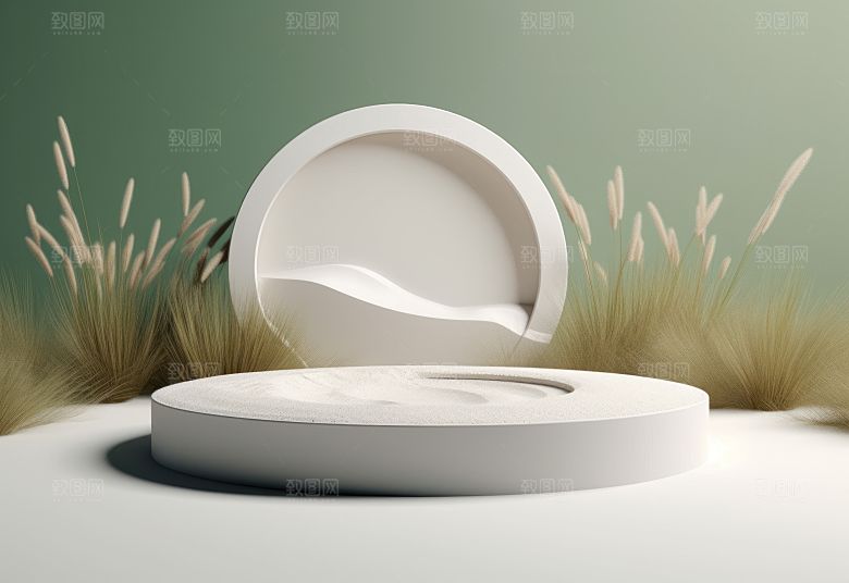 沙漠风3D立体电商产品展台背景