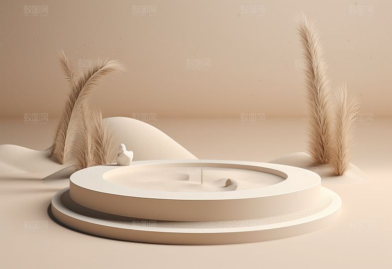 沙漠风3D立体电商产品展台背景