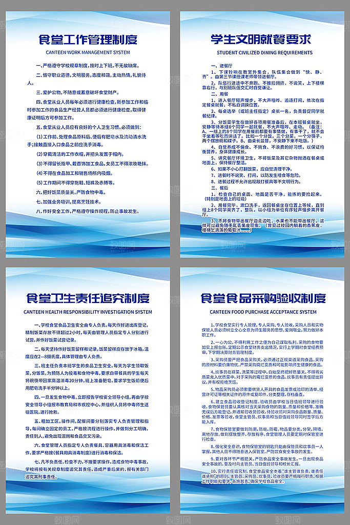 食堂规章制度海报套图
