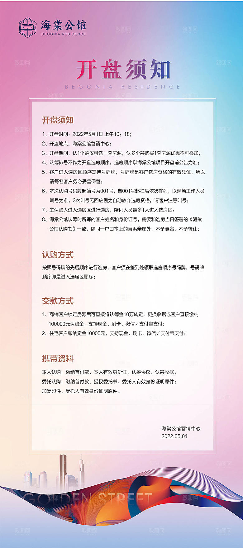 地产开盘物料须知开盘流程