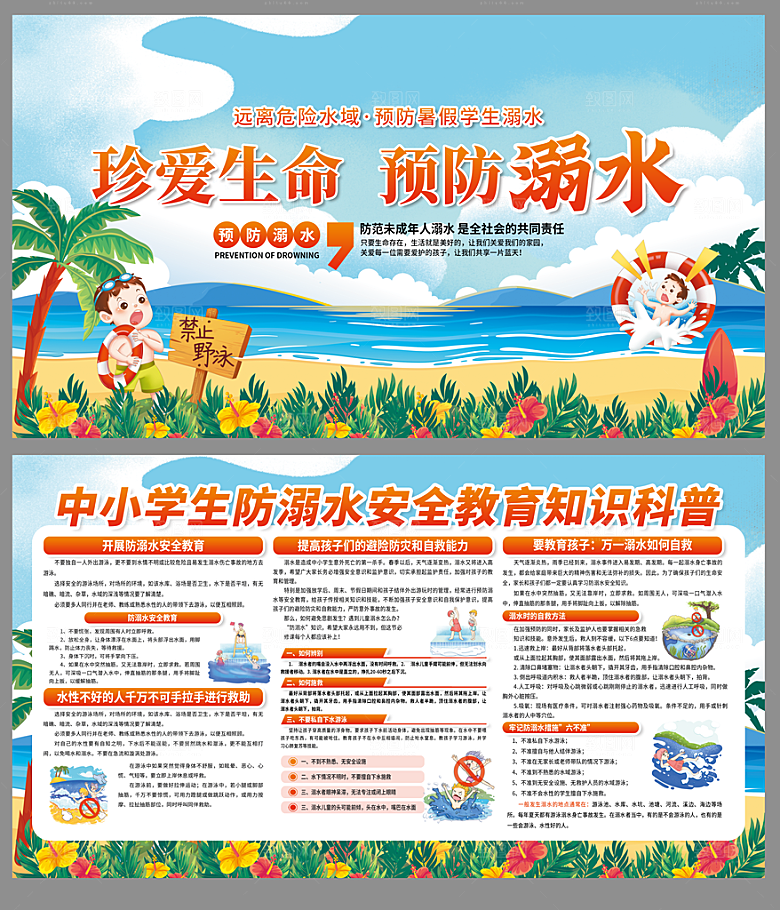 暑假防溺水展板图片