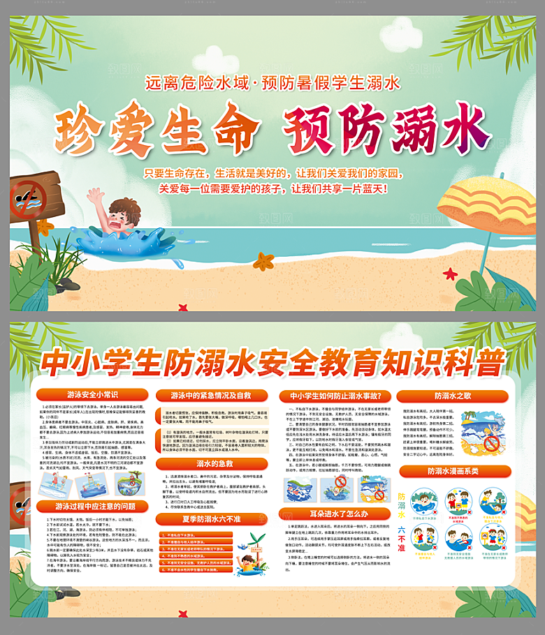 暑假防溺水展板图片