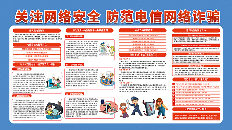 提高警惕防范电信网络诈骗展板