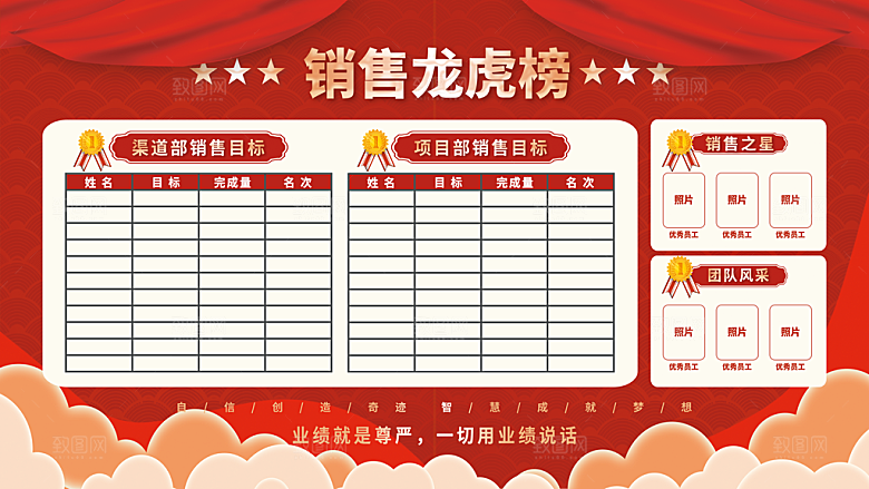 销售龙虎业绩荣誉榜展板