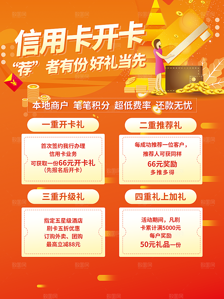 信用卡蓝色推广海报图片