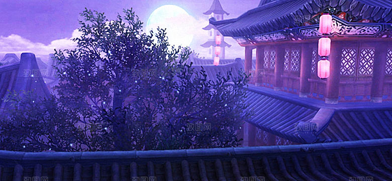 中国风国潮中式古风场景华灯繁华夜市背景