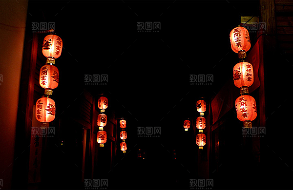 中国风国潮中式古风场景华灯繁华夜市背景