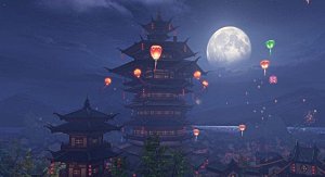 中国风国潮中式古风场景华灯繁华夜市背景