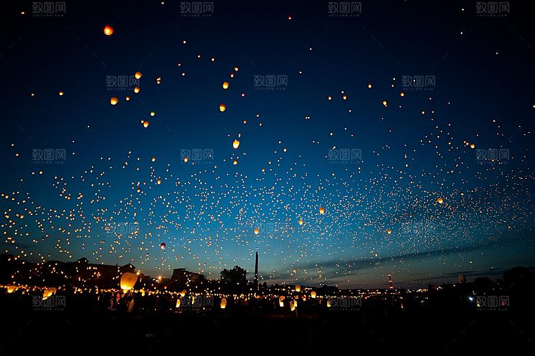中国风国潮中式古风场景华灯繁华夜市背景