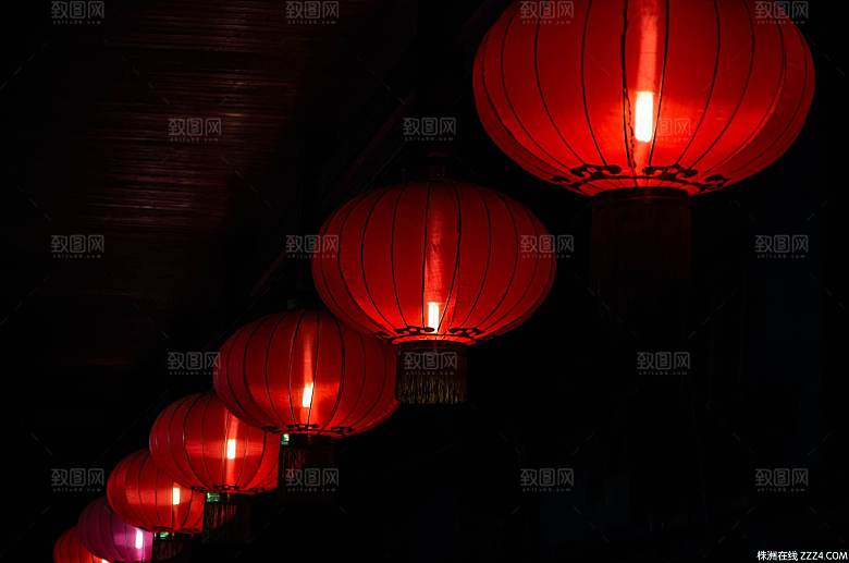 中国风国潮中式古风场景华灯繁华夜市背景