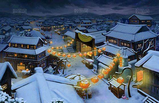 中国风国潮中式古风场景华灯繁华夜市背景