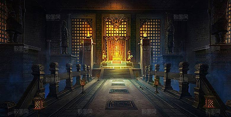 中国风国潮中式古风场景华灯繁华夜市背景