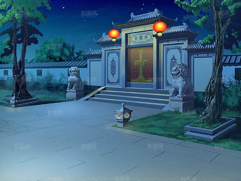 中国风国潮中式古风场景华灯繁华夜市背景