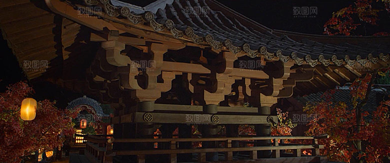 中国风国潮中式古风场景华灯繁华夜市背景