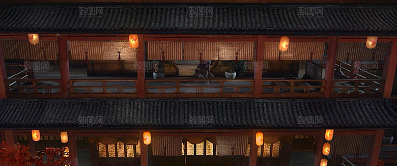 中国风国潮中式古风场景华灯繁华夜市背景