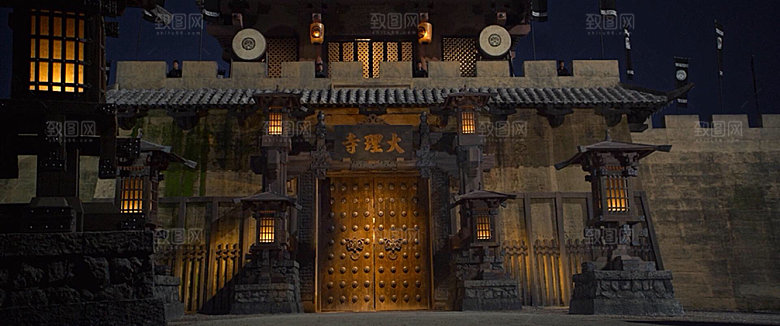 中国风国潮中式古风场景华灯繁华夜市背景