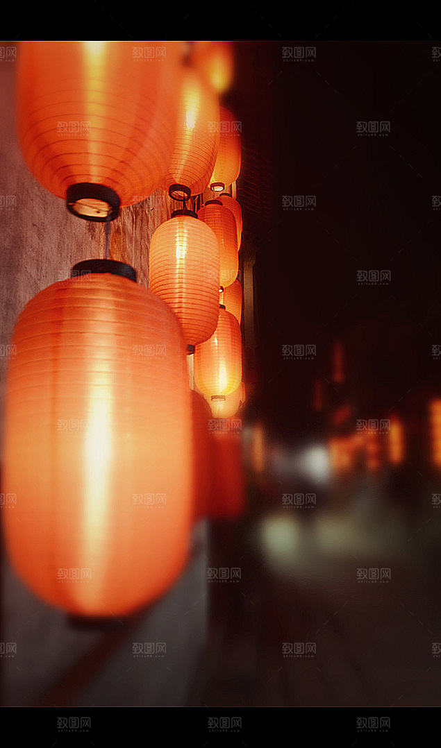 中国风国潮中式古风场景华灯繁华夜市背景