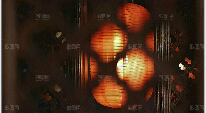 中国风国潮中式古风场景华灯繁华夜市背景