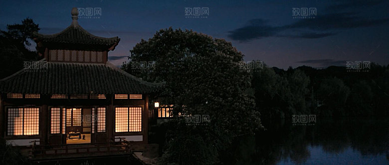 中国风国潮中式古风场景华灯繁华夜市背景