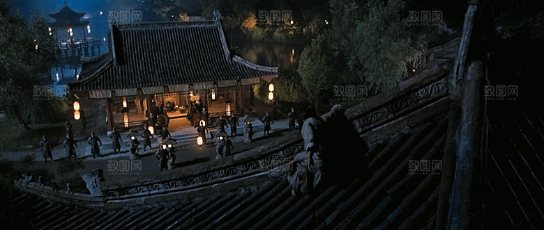 中国风国潮中式古风场景华灯繁华夜市背景