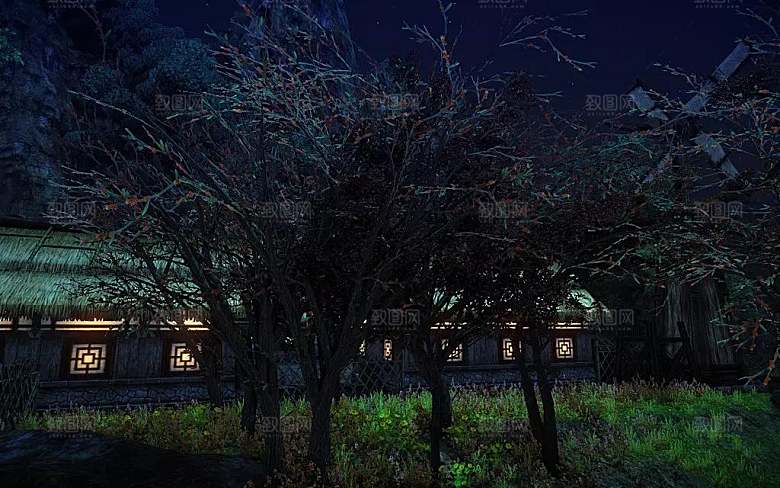 中国风国潮中式古风场景华灯繁华夜市背景