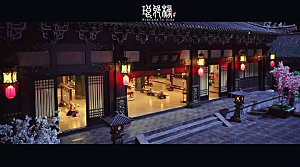 中国风国潮中式古风场景华灯繁华夜市背景