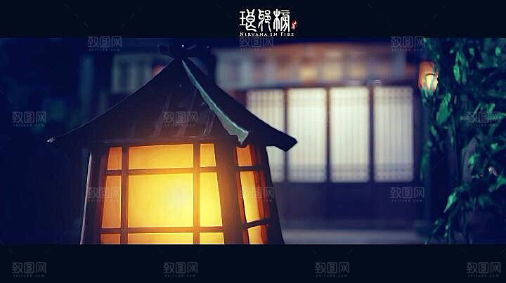 中国风国潮中式古风场景华灯繁华夜市背景
