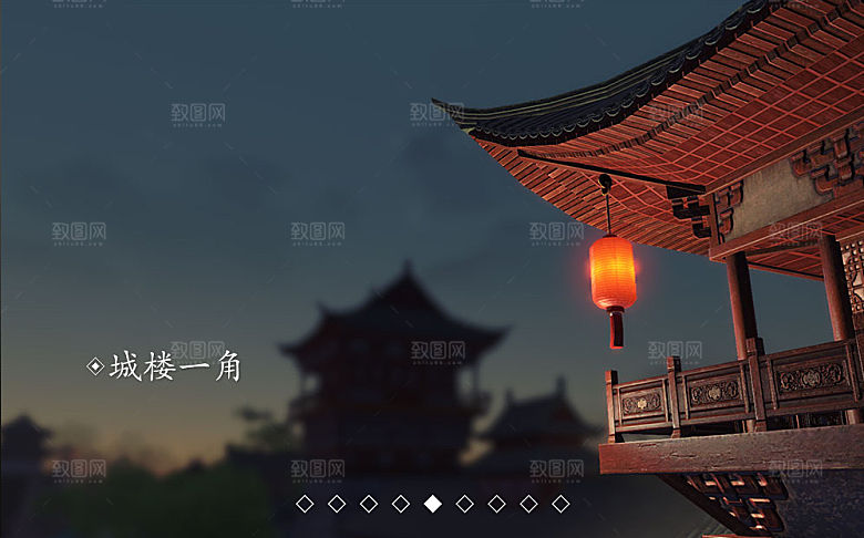 中国风国潮中式古风场景华灯繁华夜市背景