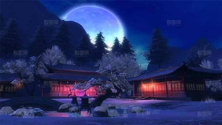 中国风国潮中式古风场景华灯繁华夜市背景