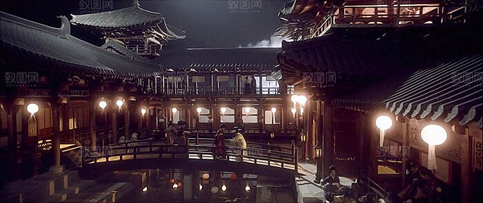 中国风国潮中式古风场景华灯繁华夜市背景