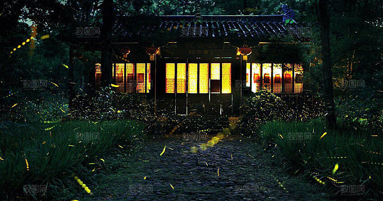 中国风国潮中式古风场景华灯繁华夜市背景