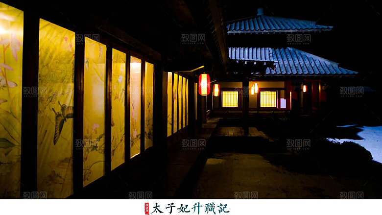 中国风国潮中式古风场景华灯繁华夜市背景