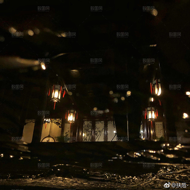中国风国潮中式古风场景华灯繁华夜市背景