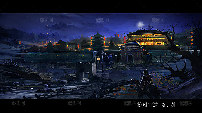 中国风国潮中式古风场景华灯繁华夜市背景
