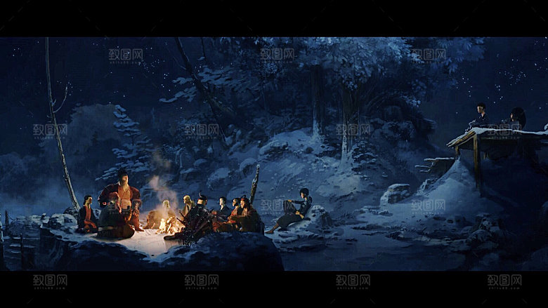 中国风国潮中式古风场景华灯繁华夜市背景