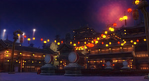 中国风国潮中式古风场景华灯繁华夜市背景