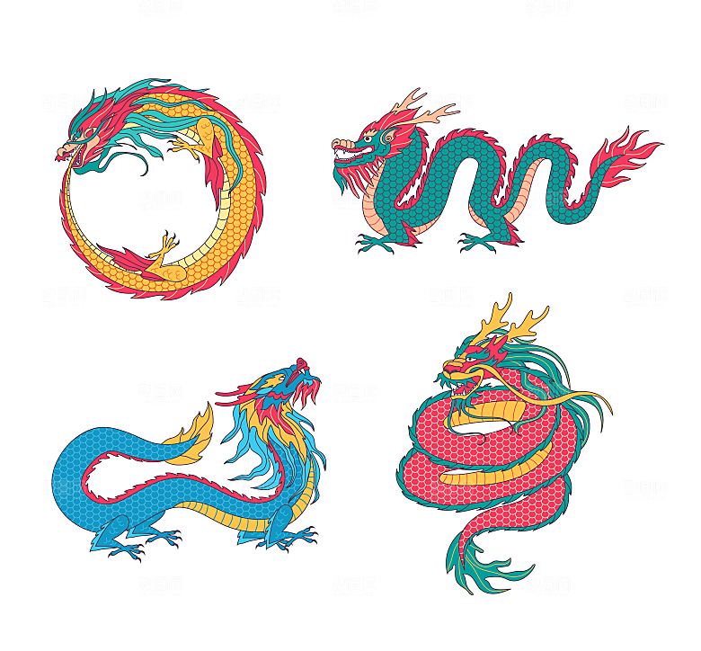 中国龙矢量插画元素