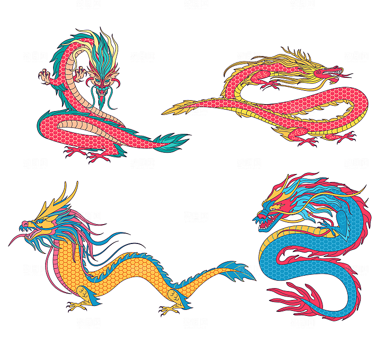 中国龙矢量插画元素