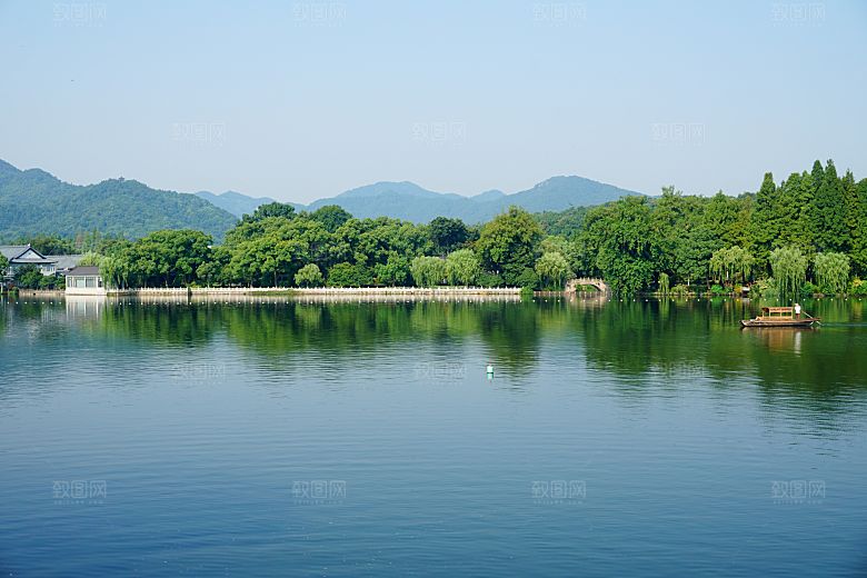 自然风光茶园湖泊建筑风景