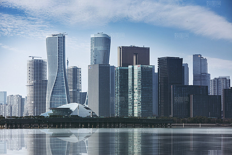 自然风光茶园湖泊建筑风景