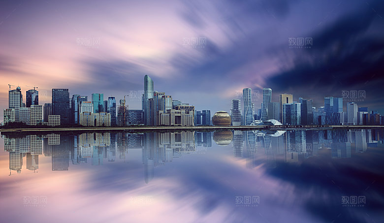 自然风光茶园湖泊建筑风景