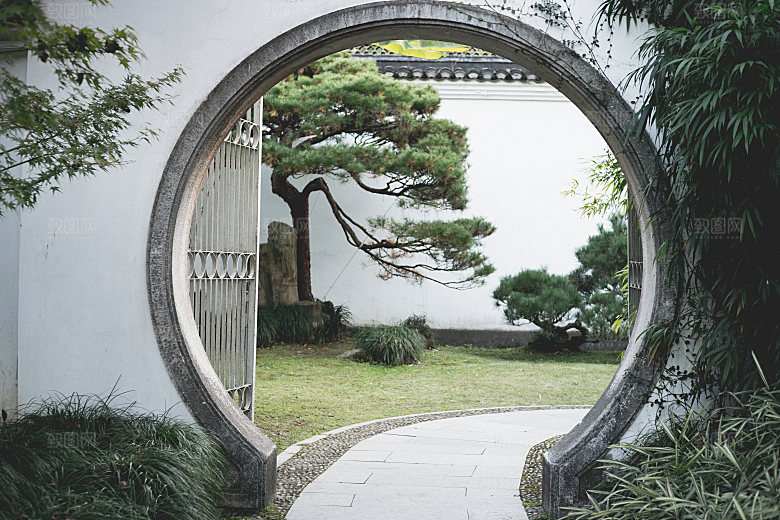 自然风光茶园湖泊建筑风景