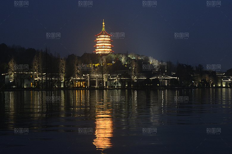 自然风光茶园湖泊城市建筑风景