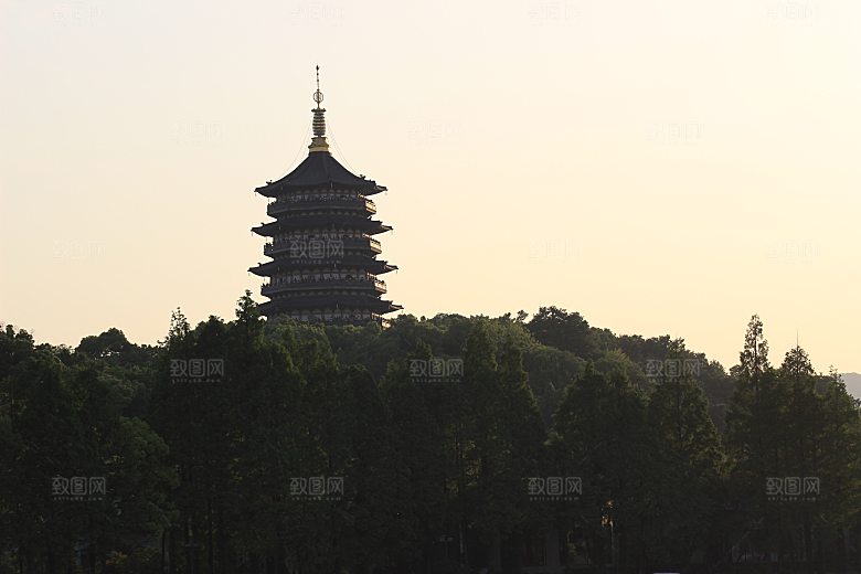 自然风光茶园湖泊城市建筑风景